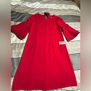 HOLIDAY DRESS Red Sharagano Dress with bell sleeves / new with tags included